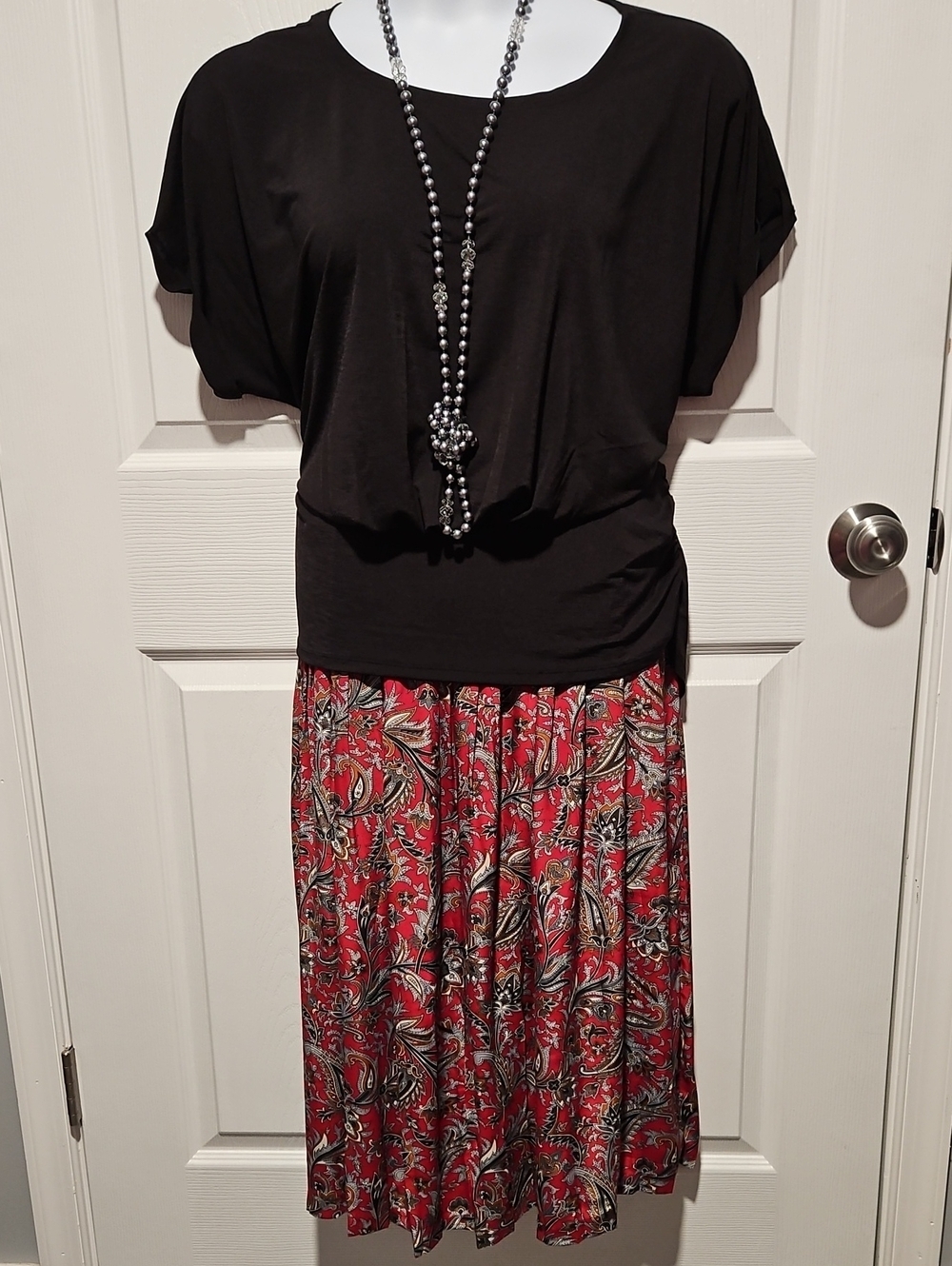Vintage Alfred Dunner Red Paisley Midi Skirt